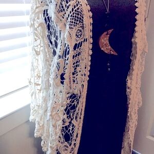 Bohemian Lace Crocheted Kimono Boutique Open Front OS Fits Most Final Sale